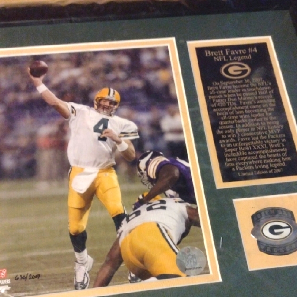 Green Bay Packers Brett Favre Framed Photo 400th Touchdown Pass